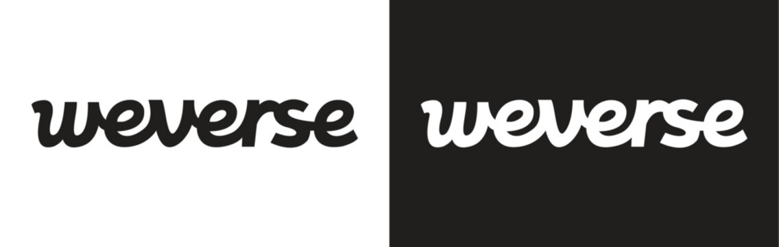 Weverse Wordmark Logo on Transparent and Black Background, Editorial Use Only