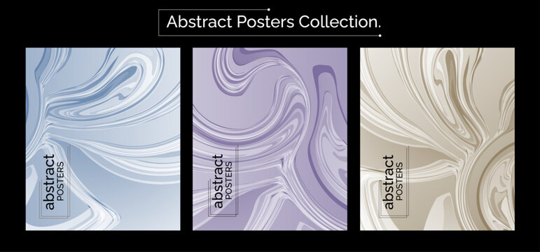 Stylish Abstract Layout Set with Layered Waves and Soft Artistic Textures