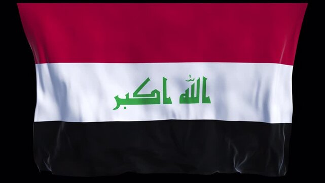 High-quality animation of the flag of Iraq waving in the wind. Ideal for news, politics, education, cultural content, international events, presentations, web banners, patriotic projects, and national