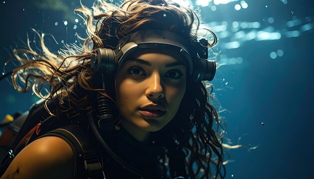 Underwater diver portrait