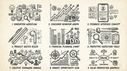 Obraz premium Business Strategy Concepts Hand Drawn Illustrations Collection.