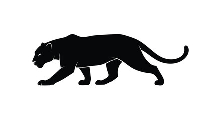 Panther silhouette black and white animal shape on white background silhouette © design creation