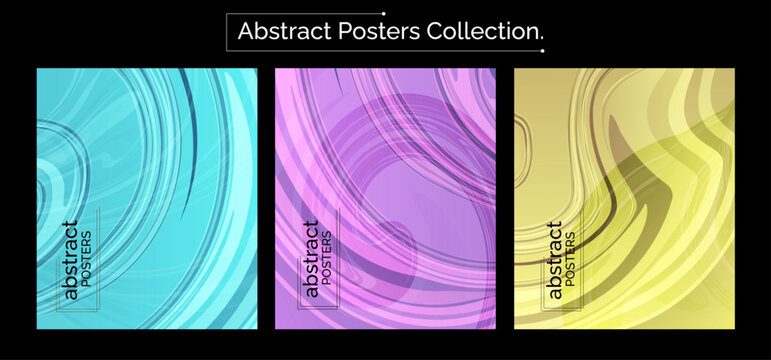 Contemporary Abstract Art Background Collection with Fluid Motion Shapes