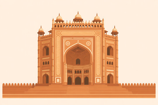 Minimal vector artwork of Fatehpur Sikri Buland Darwaza