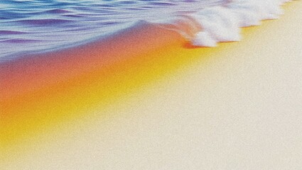 Vibrant ocean wave illustration, colorful beach scene, serene summer vacation, tranquil coastal landscape, abstract water texture 4K grainy texture Background © HAPIXEL