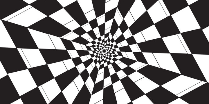 Abstract perspective geometric pattern empty box with black and white color, vector art illustration