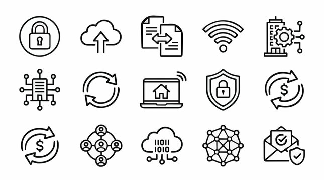 Editable Stroke Extranet Vector Icons Pack for Secure Online Network and Enterprise Systems