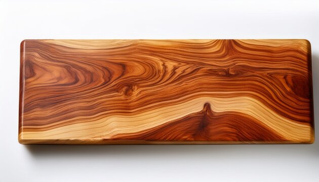 polished cedar wood slab displays intricate natural grain patterns isolated on a white background ideal for design projects needing clean presentation