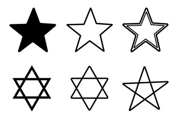 Obraz premium Set of simple star icons and vector line shapes
