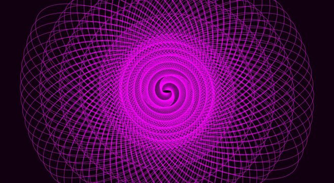 Abstract neon spiral motion animation background, with pulsing geometric, light patterns