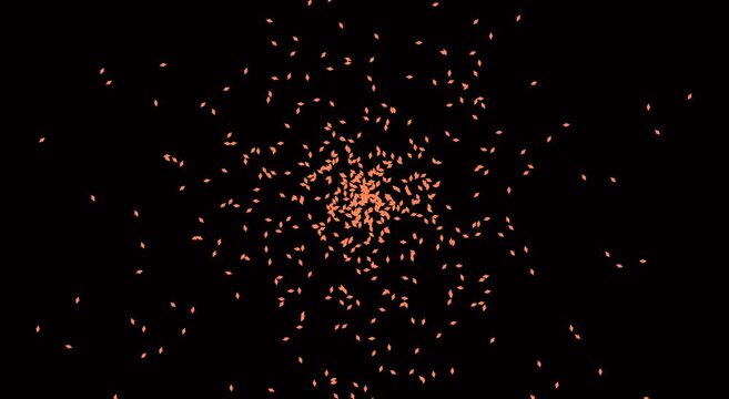 Abstract particle swarm motion animation background, with dynamic floating