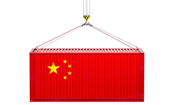 China flag shipping container 3d isolated