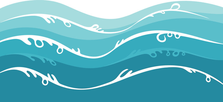 Abstract blue waves pattern with white foam details water surface wave pattern abstract background illustration creative stylized seascape peaceful movement