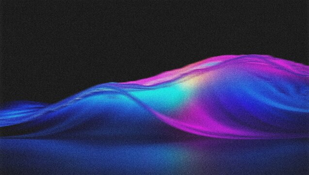 Abstract vibrant neon wave, flowing iridescent liquid, colorful digital art, futuristic smooth gradient texture, modern graphic design element 4K grainy texture Background