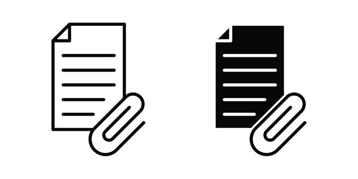 Attach document icon simple vector set