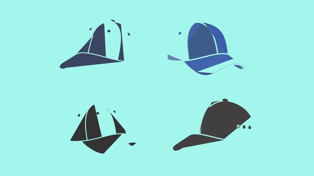 Minimalist baseball cap animation set: flat style motion