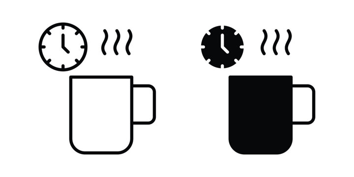 Coffee time icon simple vector set