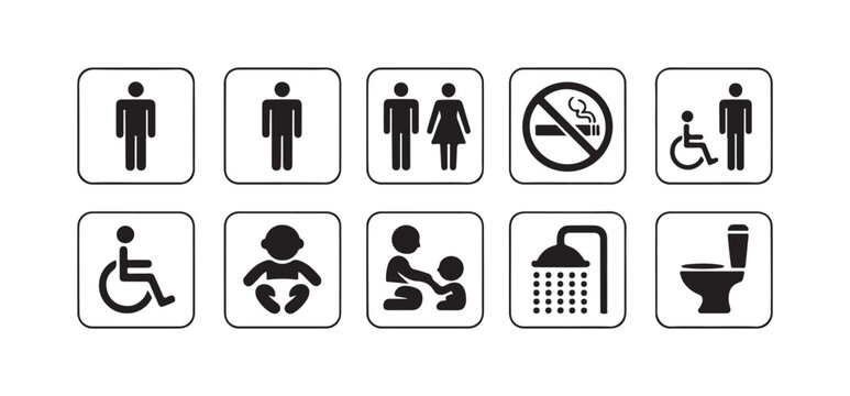 Collection of Universal Restroom and Public Service Symbols