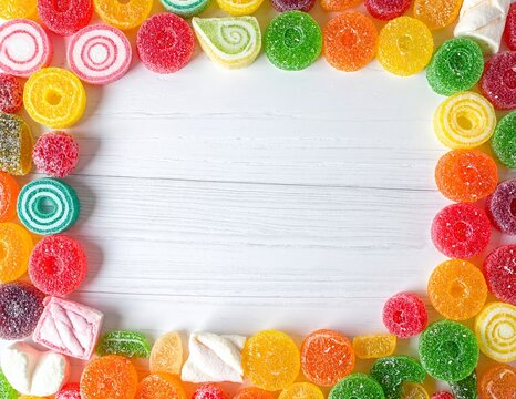 a frame made of colorful candis and candy
