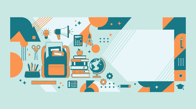 Back to School Supplies and Stationery Icons Vector Illustration