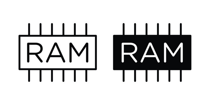 Ram memory icon simple vector set