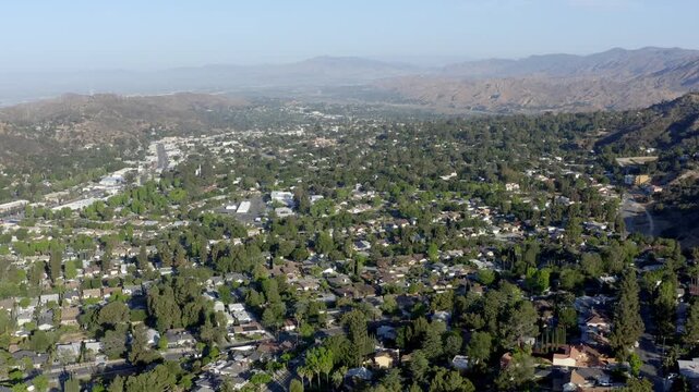 Crescenta Highlands Suburban Neighbourhood Glendale California Drone Aerial View