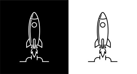 Rocket ship launch illustration set. © Arfan