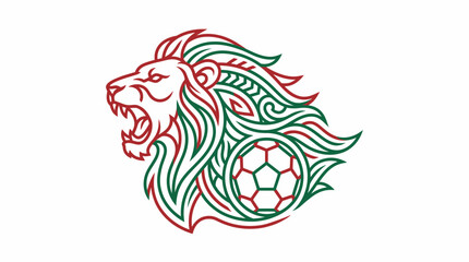 Fototapeta premium World cup 2026 football tournament soccer championship monoline lion head emblem integrated with a soccer ball graphic