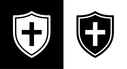 Fototapeta premium Medical shield logo with cross symbol.
