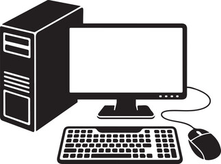 Fototapeta premium Computer System with Monitor Keyboard and Mouse white background