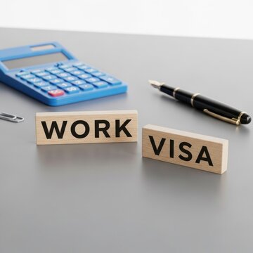 Work visa blocks on a desk
