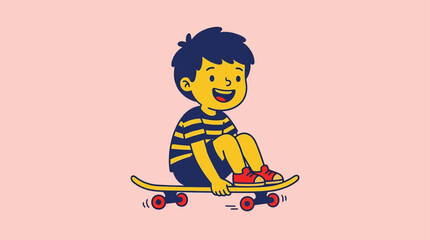 Happy child riding a skateboard © Alifia