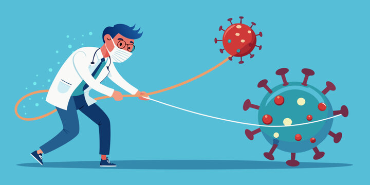 doctor pull the rope against Coronavirus Covid-19 vector illustration EPS10.vector
