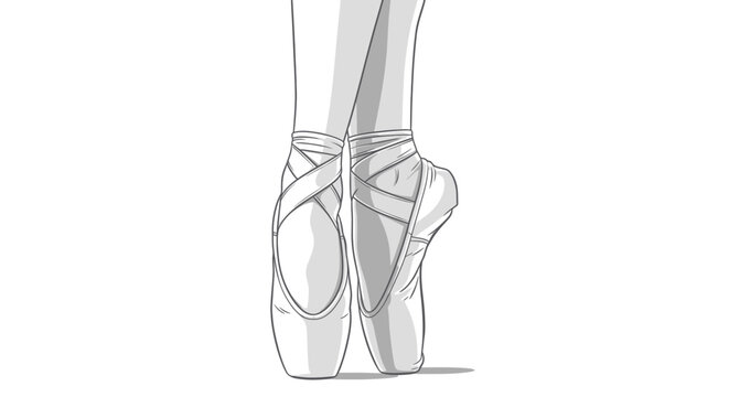 Ballet Dancer's Feet in Pointe Shoes, Graceful Pose, Elegant Lines