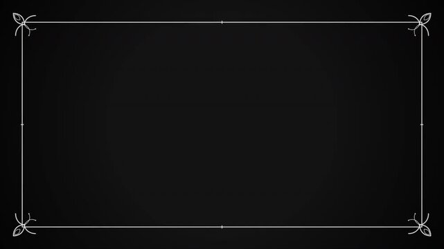 Vintage Silent Film Frame on Black Background, Retro Movie Border, Ornate Classic Frame, Nostalgic Cinematic Title Card, Elegant Minimalist Design 4k video