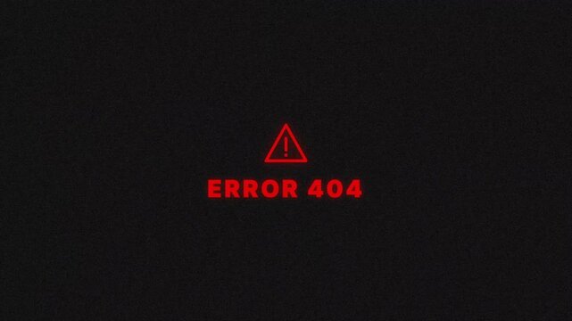 Red Error 404 Not Found Message with Glitch Effect, Digital Warning Symbol, System Failure, Website Maintenance, Technical Issue, Cyber Security, Connection Problem 4k video