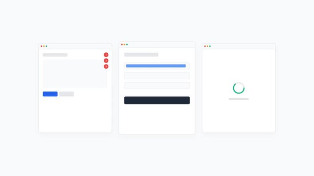 Modern Browser UI Mockups with Loading States and Web Form