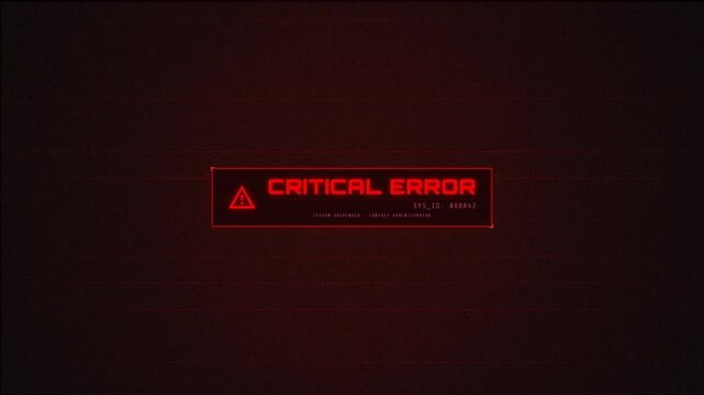 Critical Error Warning Message on Digital Screen, System Failure, Cybersecurity Breach, Glitch HUD, Hacker Interface, Tech Alert 4k video