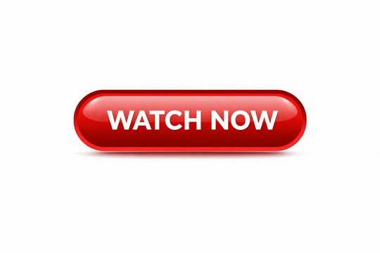 Red glossy pill-shaped button with white watch now text