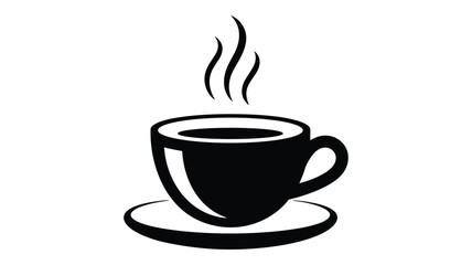 Fototapeta premium Black coffee cup with steam rising isolated on white background
