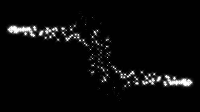 3D glitter star sparkle animation, magic line dust,  night path, black glitter, White stars and bokeh lights sparkle, magic  sparkle line burst, fairy dust  stars trail transition on alpha loop 4k