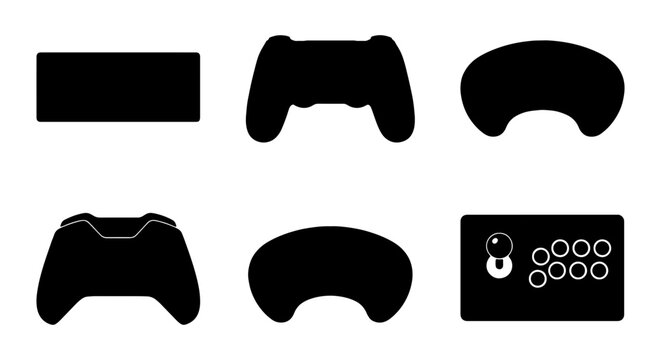 Video Game Controller Icons, Gaming Joysticks, Arcade Stick Vector Set, Digital Entertainment