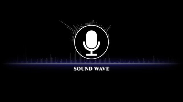 Animated sound wave equalizer with microphone for podcast, audio production, and digital media projects