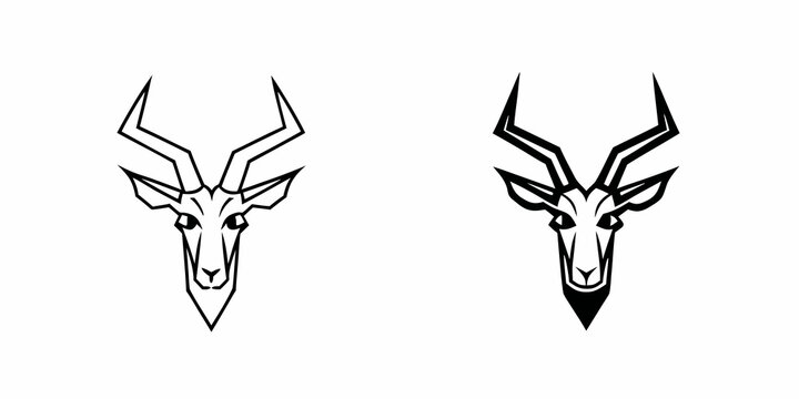 antelope head shapes geometric line art on white background