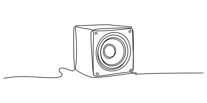 Continuous line drawing of a music speaker box