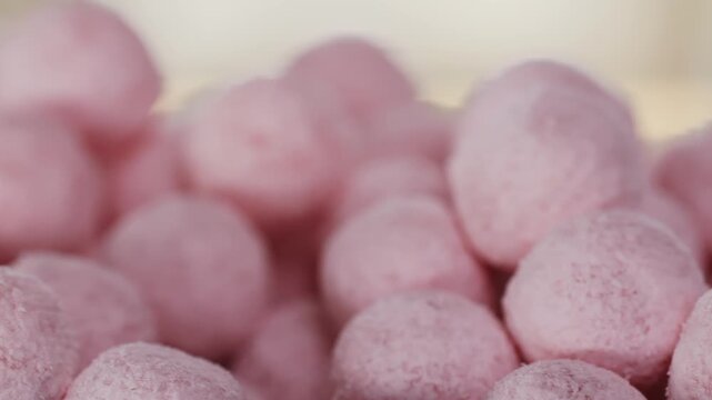 Organic tapioca pearls close-up in a bowl on a wooden table, asian dessert dish, chinese traditional drink, dry pearl.