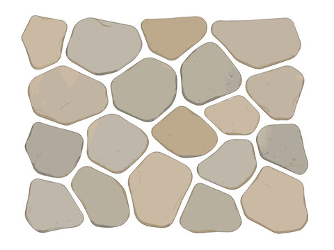 Natural stone wall texture background with irregular paving rocks and flagstone pebble mosaic vector pattern.