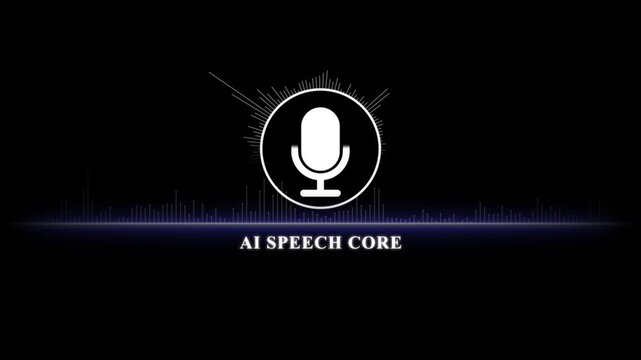 Ai speech core animation: digital voice recognition and sound wave visualization technology for modern tech projects