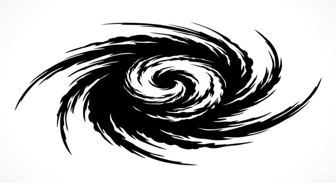 Abstract spiral hurricane vortex silhouette vector illustration top view