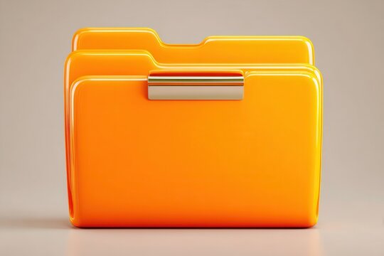 Orange file folders stacked on neutral background studio light